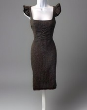Vintage DOLCE & GABBANA D&G Timeless Rare2Find Y2K Gray Wool Blend Midi Dress 8