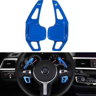 Blue Steering Wheel Paddle Shifter Extension Covers For BMW 2 3 4  X1 X4 X5 X6
