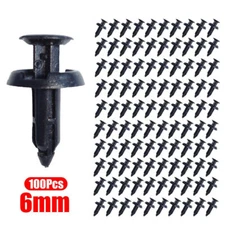 100Pcs 6mm Plastic Hole Dia Pushs in Clips Rivet Retainer Fastener Pin Auto Body