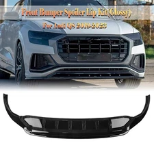 Car Front Bumper Spoiler Lip Splitter Lip For Audi Q8 2019-2023 Gloss Black