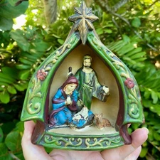 Vintage Hand-Painted Ceramic Nativity Scene Holy Family Figurine Christmas Decor