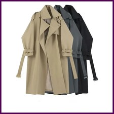 Chaquetas de gabardina de moda con patrón largo para mujer, abrigo de color sóli