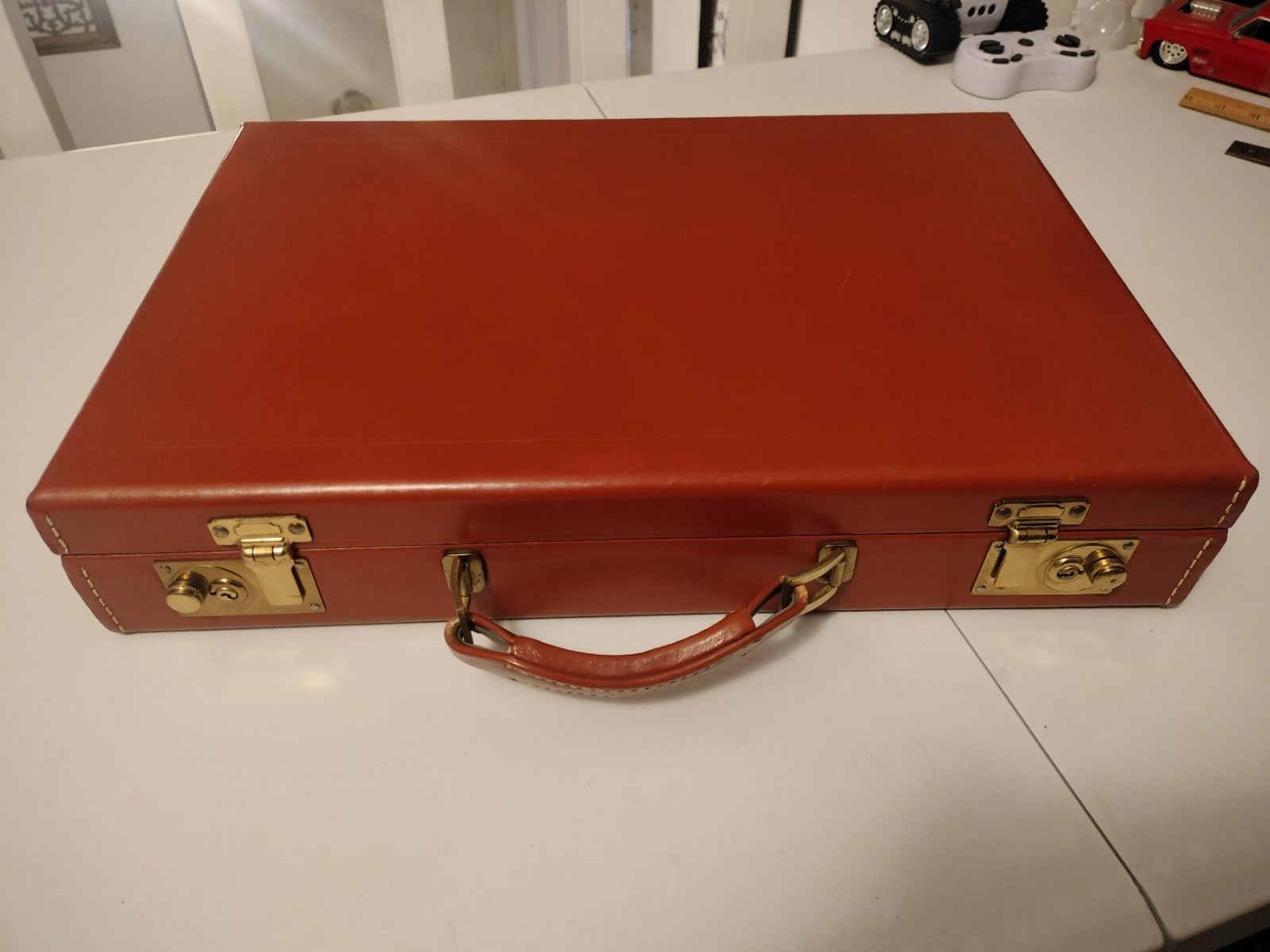 Vintage Brown Genuine Top Grain Cowhide Hard Briefcase Made 