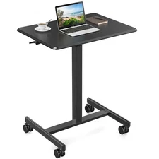 Small Mobile Rolling Standing Desk - Overbed Table, Teacher Podium with Wheel...