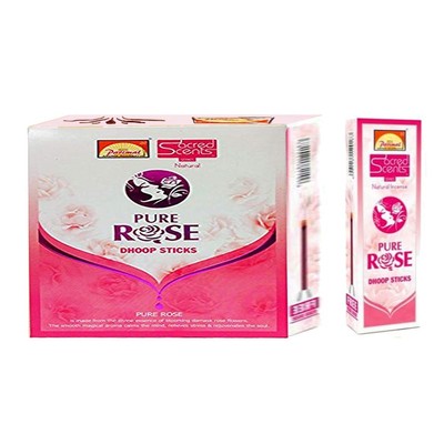Sacred Scents Natural Pure Rose Dhoop Sticks Box | 6 Packs of 50 Grams in a B...