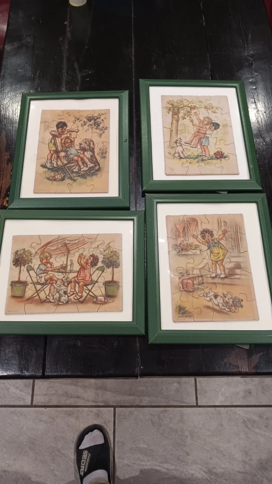 jouet ancien lot de 4 puzzles en bois germaine bouret - Photo 1/1