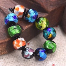 12mm Glossy Foil Round Handmade Lampwork Glass Loose Beads For Jewelry Making