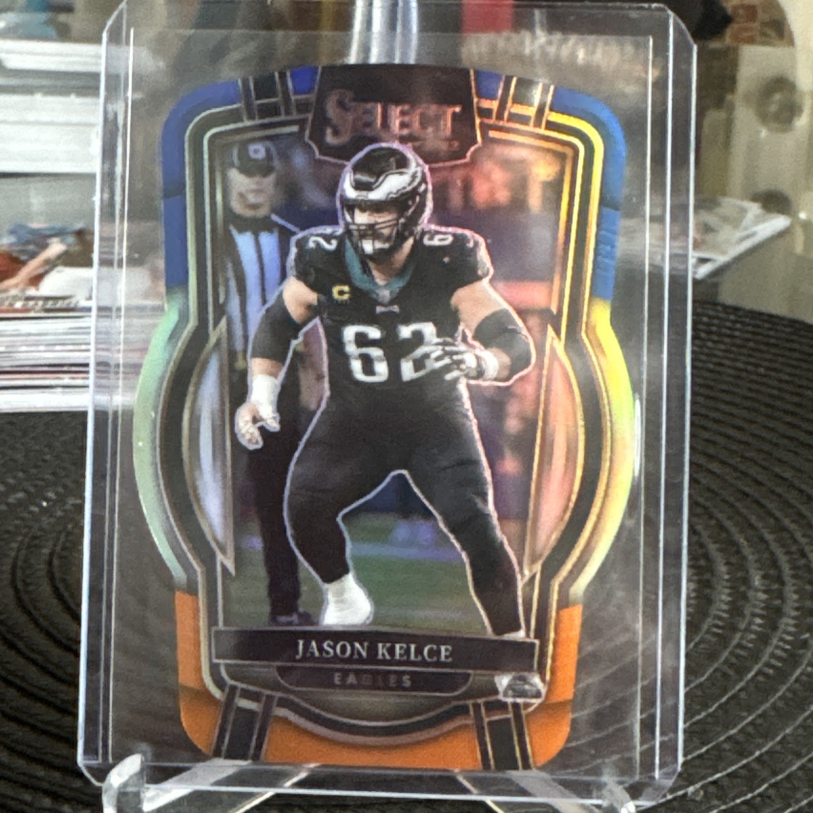 2022 Panini Select - Club Level Jason Kelce #220 Blue & Orange Prizm Die-Cut /35