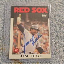 Topps 1986 Jim Rice Boston Red Sox Autographed Baseball Trading Card #320