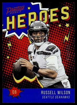 2020 Panini Prestige Heroes Blue Russell Wilson 257/299 Seattle Seahawks #HE-RW