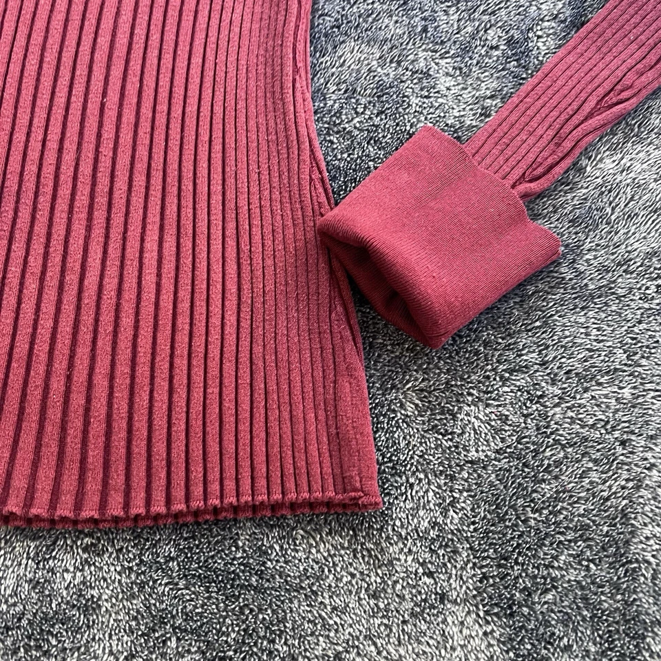 Suéter Acanalado Mezcla Seda INC De Colección S Rojo Cuello en V Manga Larga Años 90 Y2K Elastizado Foto 2 de 4