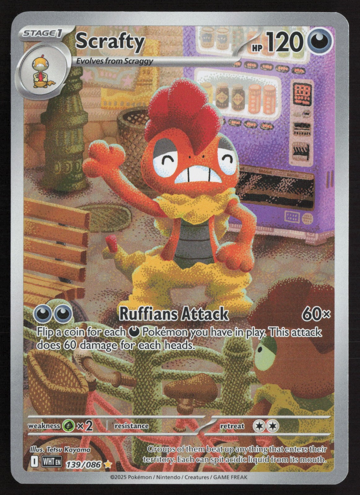 Pokemon Scrafty Illustration Rare 139/086 SV: White Flare Holofoil NM