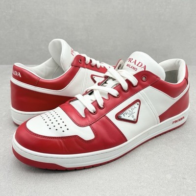 Prada Downtown Leather Sneakers ' White Lacquer Red ' | Size 10 UK (11 US)