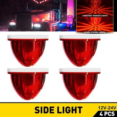 4X Fit Truck Trailer Red LED Watermelon Light Round Marker Always On Strobe EXV