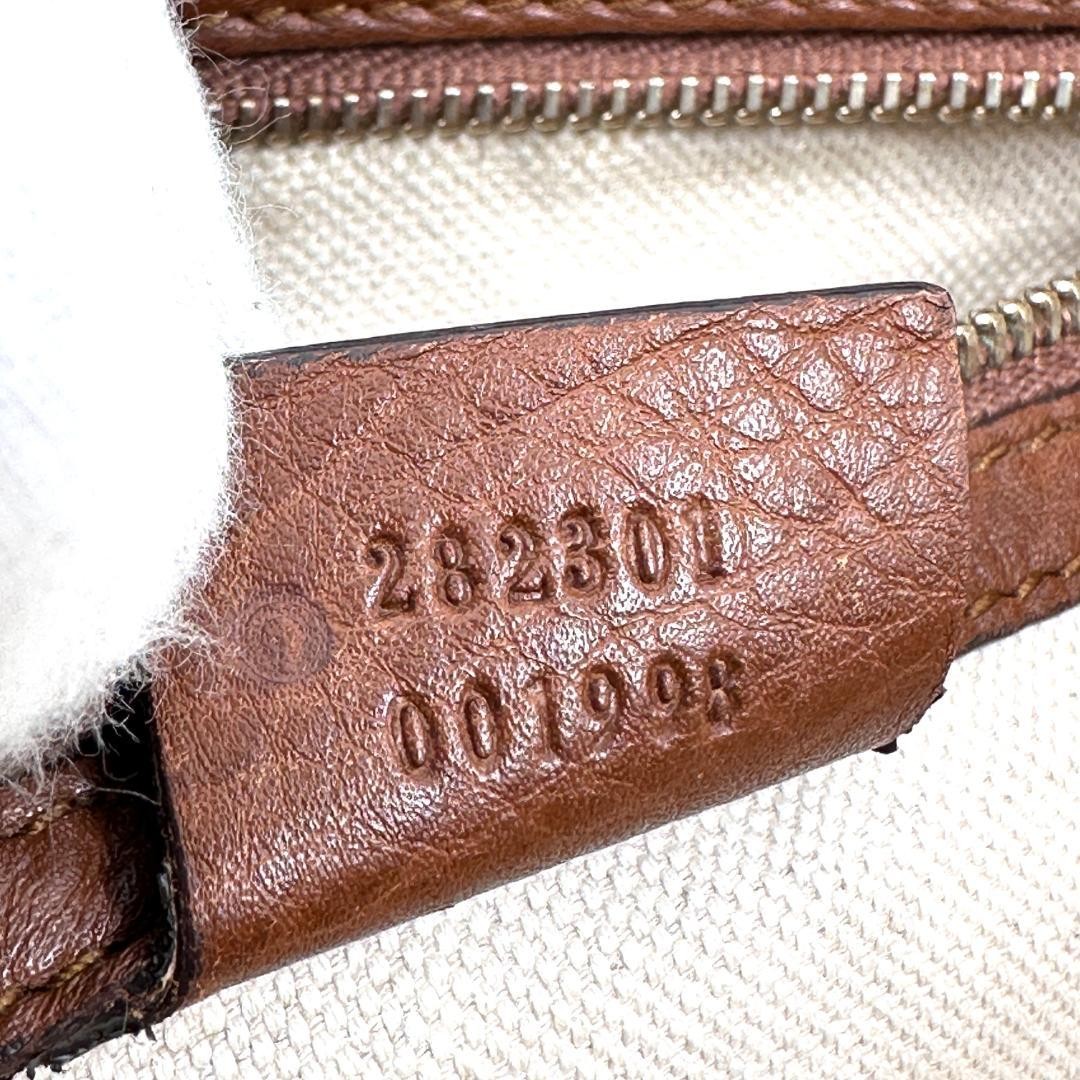 GUCCI GG Canvas Tote Bag Brown Leather Authentic Handbag with Tassel thumbnail 12