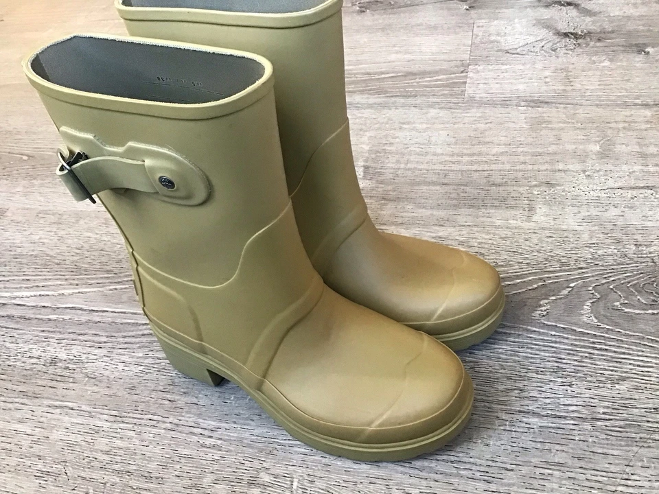 Hunter Botas Mujer US 7 UK 5 Eur 38 Wellington Impermeables Org Cortas Lluvia Dorado Foto 2 de 4