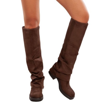 Damen Stiefel Ghettastiefel breiter Schaft Winter Schuhe niedriger Absatz TOOCOOL GA037