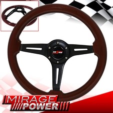 Black Aluminum Center Dark Wood Streak Style Steering Black Jdm Godsnow Horn