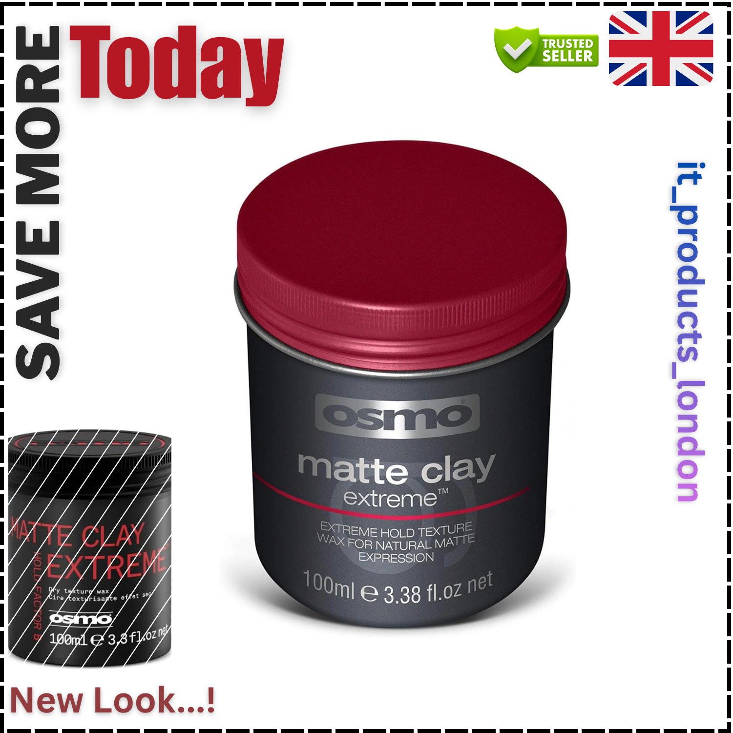 Osmo Matte Clay Extreme 100ml –Extra Strong Hold Hair Wax |Ultra  Finish-2pcs - Image 3