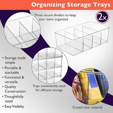 CLEARSPACE PLASTIC PANTRY ORGANIZATION AND STORAGE BINS WITH DIVIDERS - CLEAR