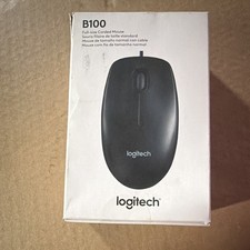 Logitech B100 Wired USB Optical Mouse 800 DPI 3-Button Scroll Wheel Black
