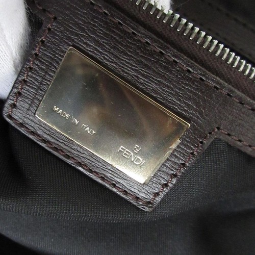 Borsa tote Fendi marrone nero nylon tela pelle righe tigre autentica - Foto 24 di 24