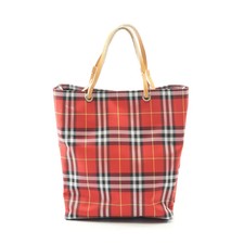 Borsa a mano BURBERRY Nova Check tela pelle rosso marrone chiaro multicolore
