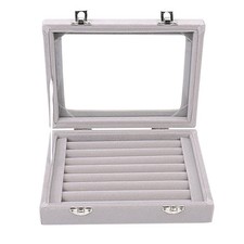 Velvet Glass Jewelry Display Storage Box Ring Earrings Jewelry Box Ring Holde...
