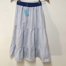 Skirt Girls M 8 Maxi Blue Stripe Ruffle Tier 100 Cotton Mom and Pop's Kids