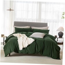 Cooling Queen Duvet Cover Set 3 Queen 90" x 90" Forest Green No Comforter