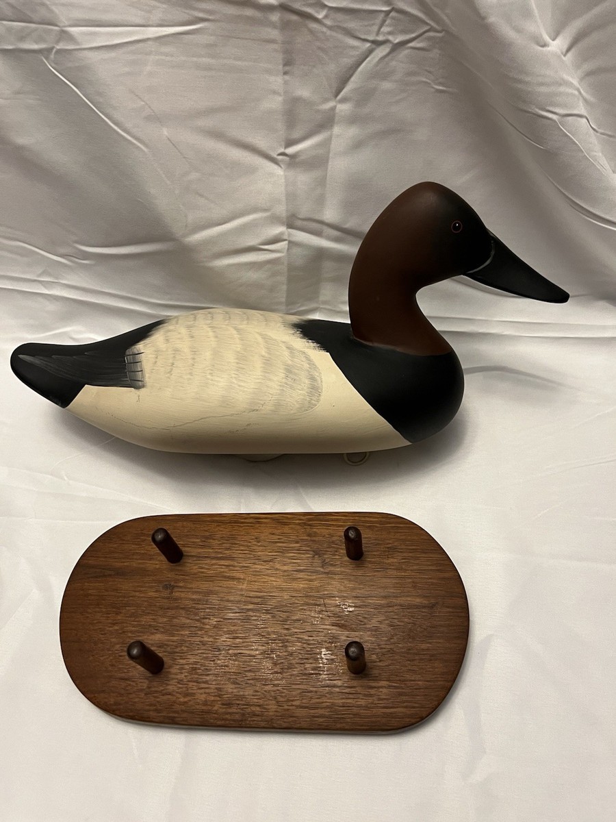 duck decoy vintage solid wood canvasback gilmore b. wagoner signed
