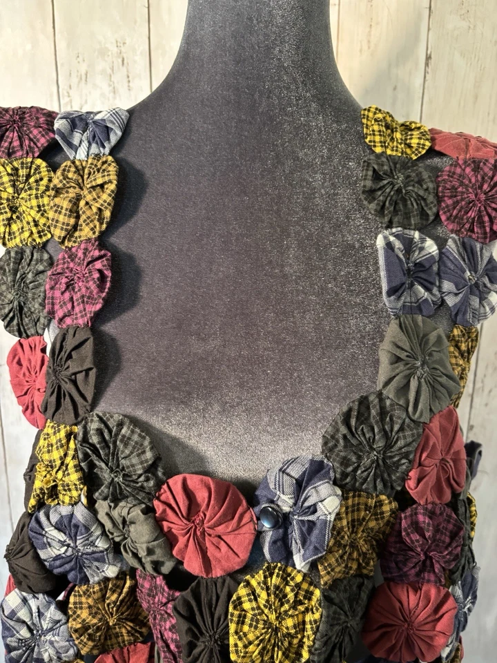 Chaleco Top YoYo Notaciones De Colección Talla 1X Retazos Boho Artístico GrannyCore Foto 4 de 4