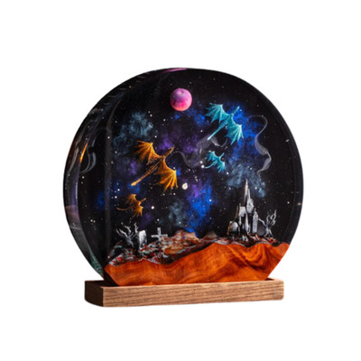Haunted Castle Lamp, Dragon Lamp, Halloween Night light, Handcrafted lights
