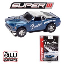 SC419 Auto World Super III 1970 BOSS Ford Mustang Fender Blue HO Scale Slot Car