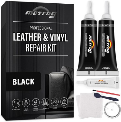 Black Leather & Vinyl Repair Kit, Leather Repair Kit for Car Seat, Shoes, Jacket