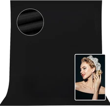 10X8Ft Black Backdrop Background for Photography, High Density Polyester Fabric 