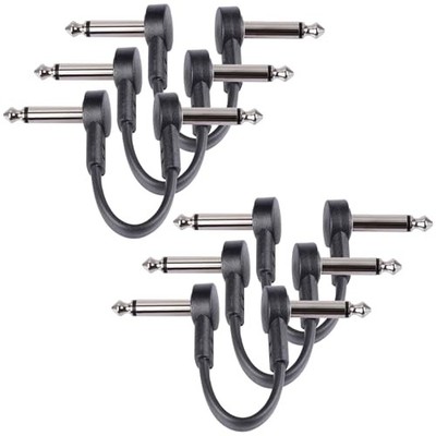 3 Inch Guitar Patch Cables 6 Pack, 1/4'' TS Right Angle 3 INCH Black 6 PACK