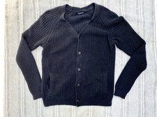 American Apparel Cable Knit Cardigan Sweater (S) Black MADE IN USA Y2K