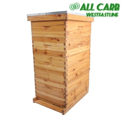 4 Layer 10 Frame Bee Hive Beeswax Coated Includes Beehive Frames and Foundations