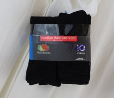 9 Pack Fruit of the Loom Boys' Dual Defense Crew Socks Black Size Medium