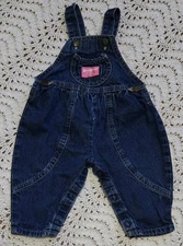 Vintage OshKosh B'Gosh Vestbak Denim Overalls Baby Girl Sz 6-9 Months USA