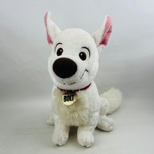 Disney Bolt Plush White Dog Lightning Bolt Red Collar Stuffed Animal Toy
