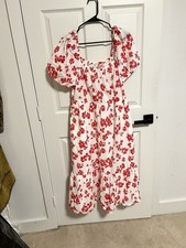 J. Crew Women s Size 12 Puff Sleeve Tiered Floral Midi Dress Cotton New