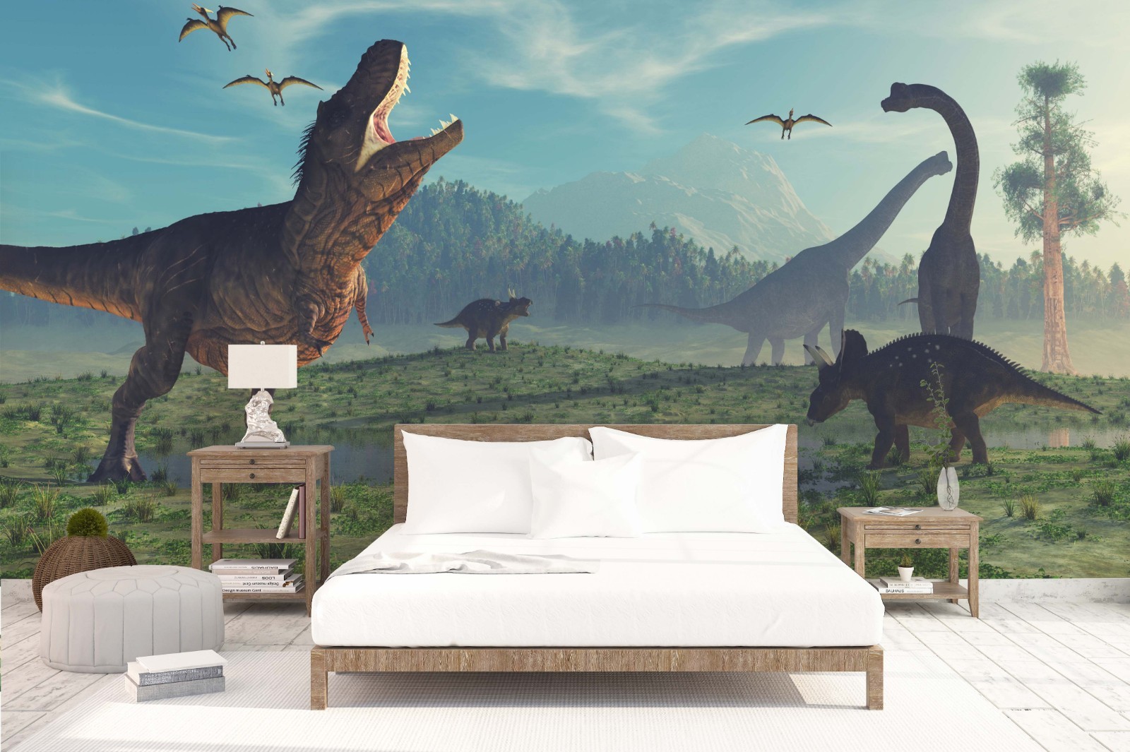 3D Forest Dinosaur Illustration Wall Murals Wallpaper Murals Wall Sticker