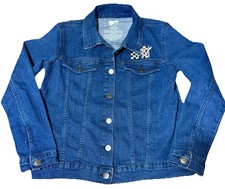 MTV Denim Jacket Blue Logo Patch Music Television Girls Youth L 14 16