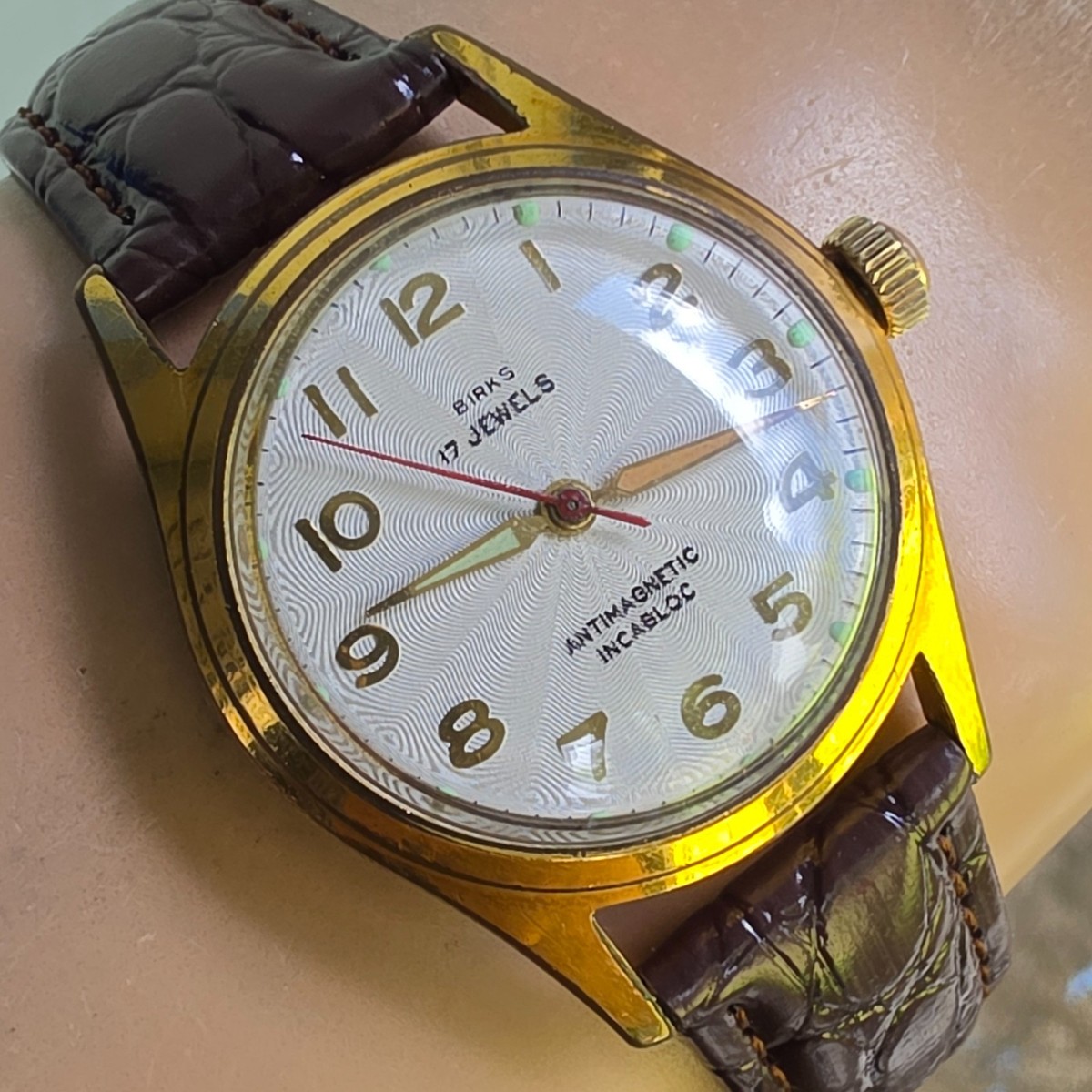 Vintage Birks men's automatic watch Felsa 690 Bidynator Guilloché