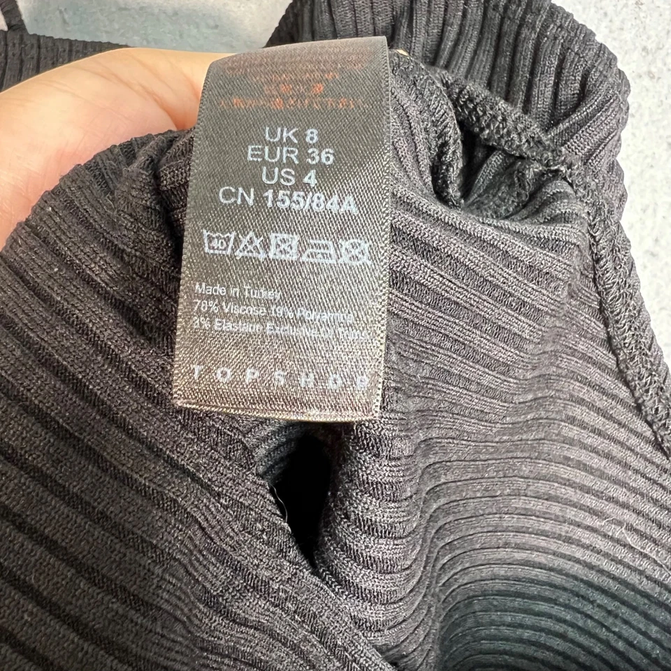 Body acanalado Topshop para mujer talla 4 Petite negro Foto 4 de 4