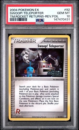 Pokemon Swoop! Teleporter EX Team Rocket Returns Reverse Holo #92 PSA 10