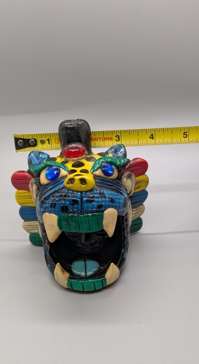 Jaguar Head Aztec Style Death Whistle Mexican Folk Art Handmade