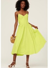 Jason Wu Collective Tie Waist Fit  Flare Sleeveless Midi Dress Yellow Poplin 4